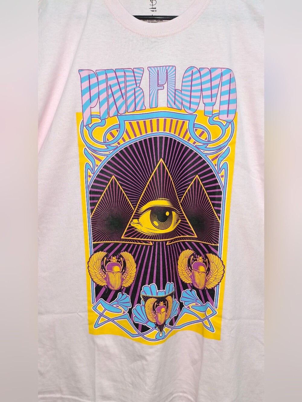 Pink Floyd Graphic T-Shirt Pink All Seeing Eye Scarab 100% Cotton NWOT XL UNISEX - Picture 1 of 8
